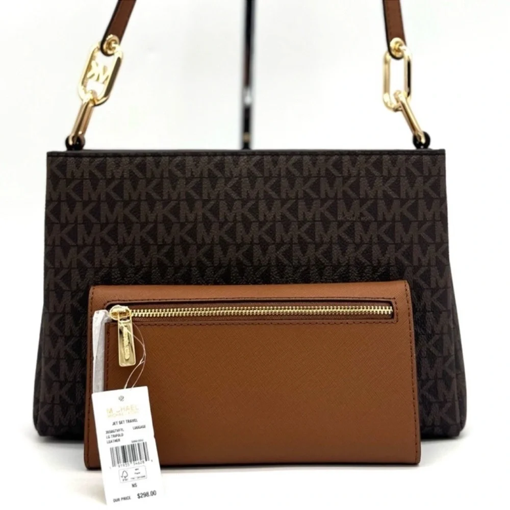 Michael Kors Trisha Medium Triple Compartment Crossbody Bag & Trifold Wallet Set